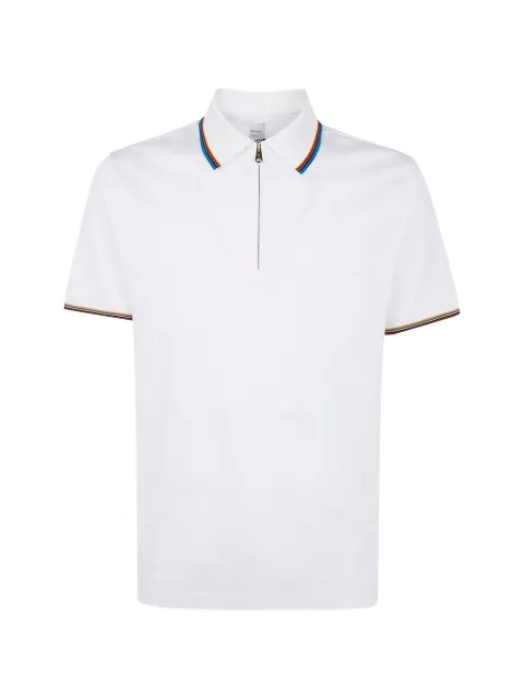 Paul Smith zip-neck striped-detail polo shirt