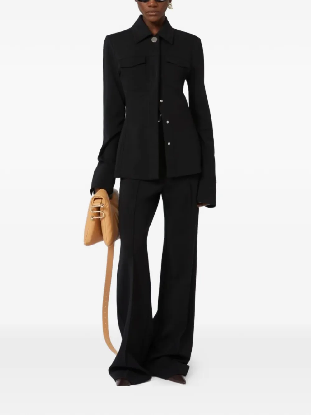  Sportmax Flap-pockets Crepe Shirt Jacket - Black 