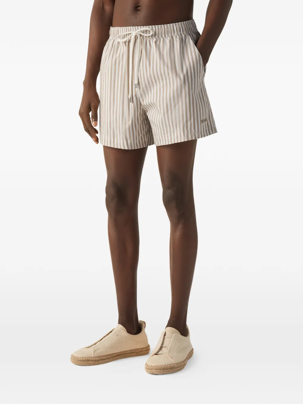 Zegna Gestreepte zwembroek Beige