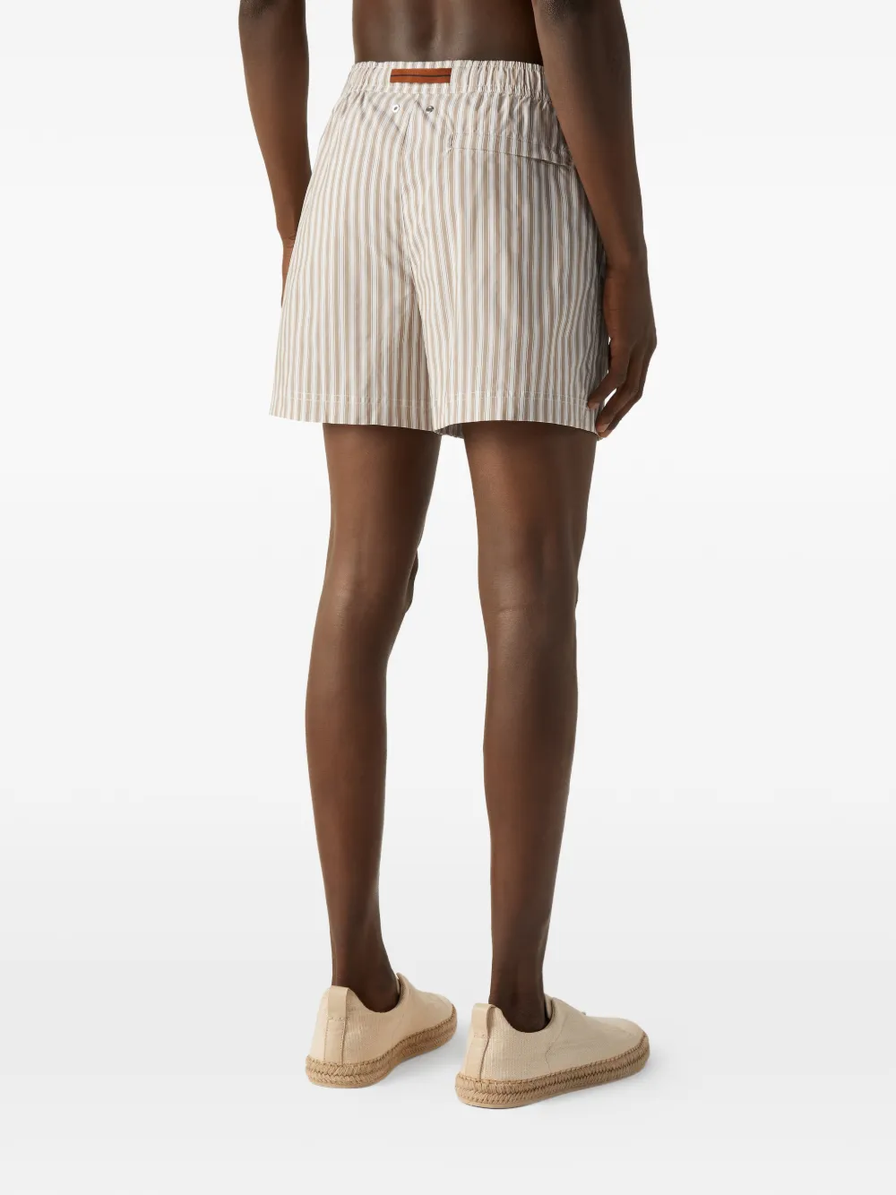 Zegna Gestreepte zwembroek Beige