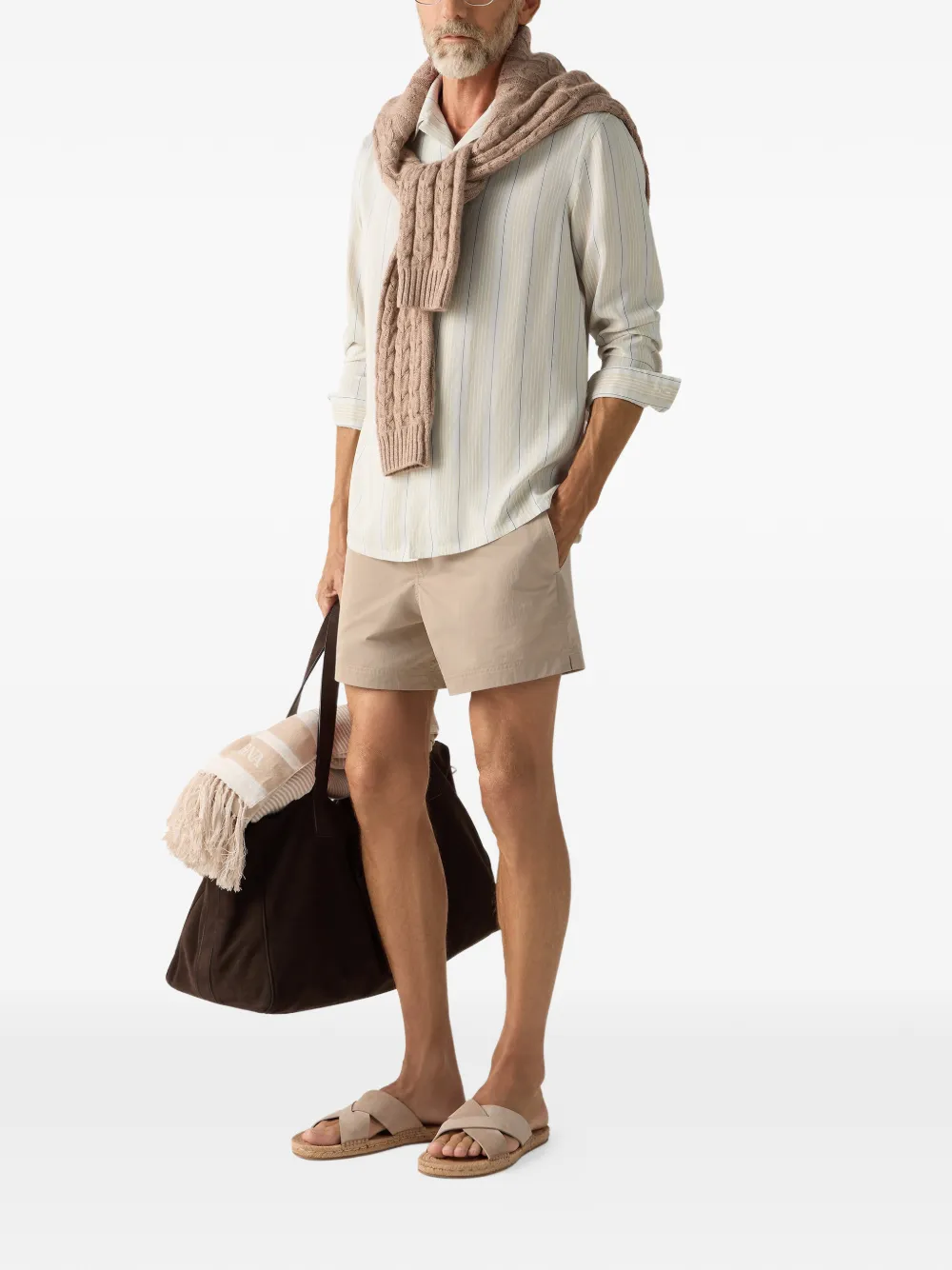 Zegna Zwembroek met merkprint Beige