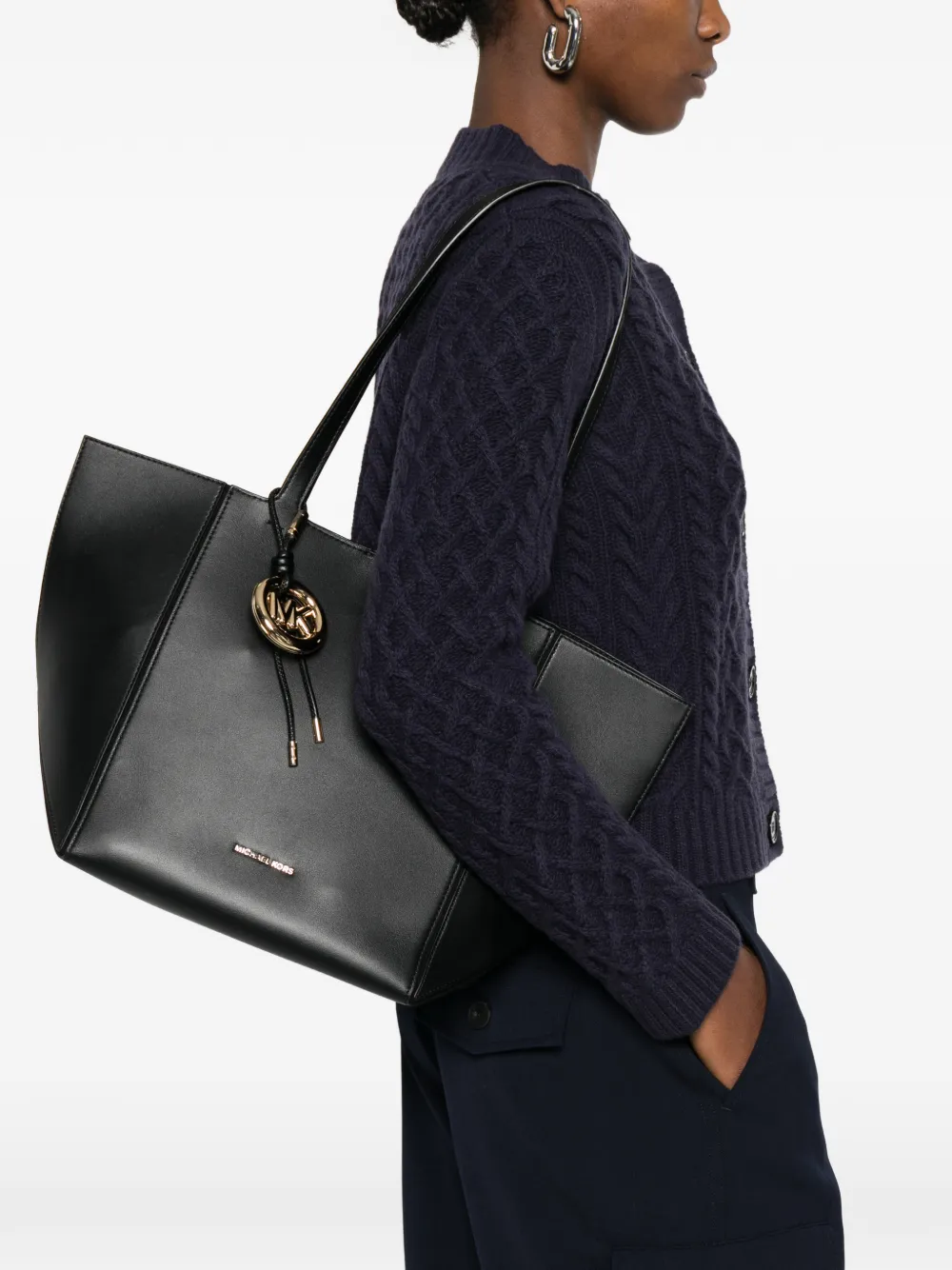 Michael Michael Kors logo-detail leather shoulder bag - Zwart