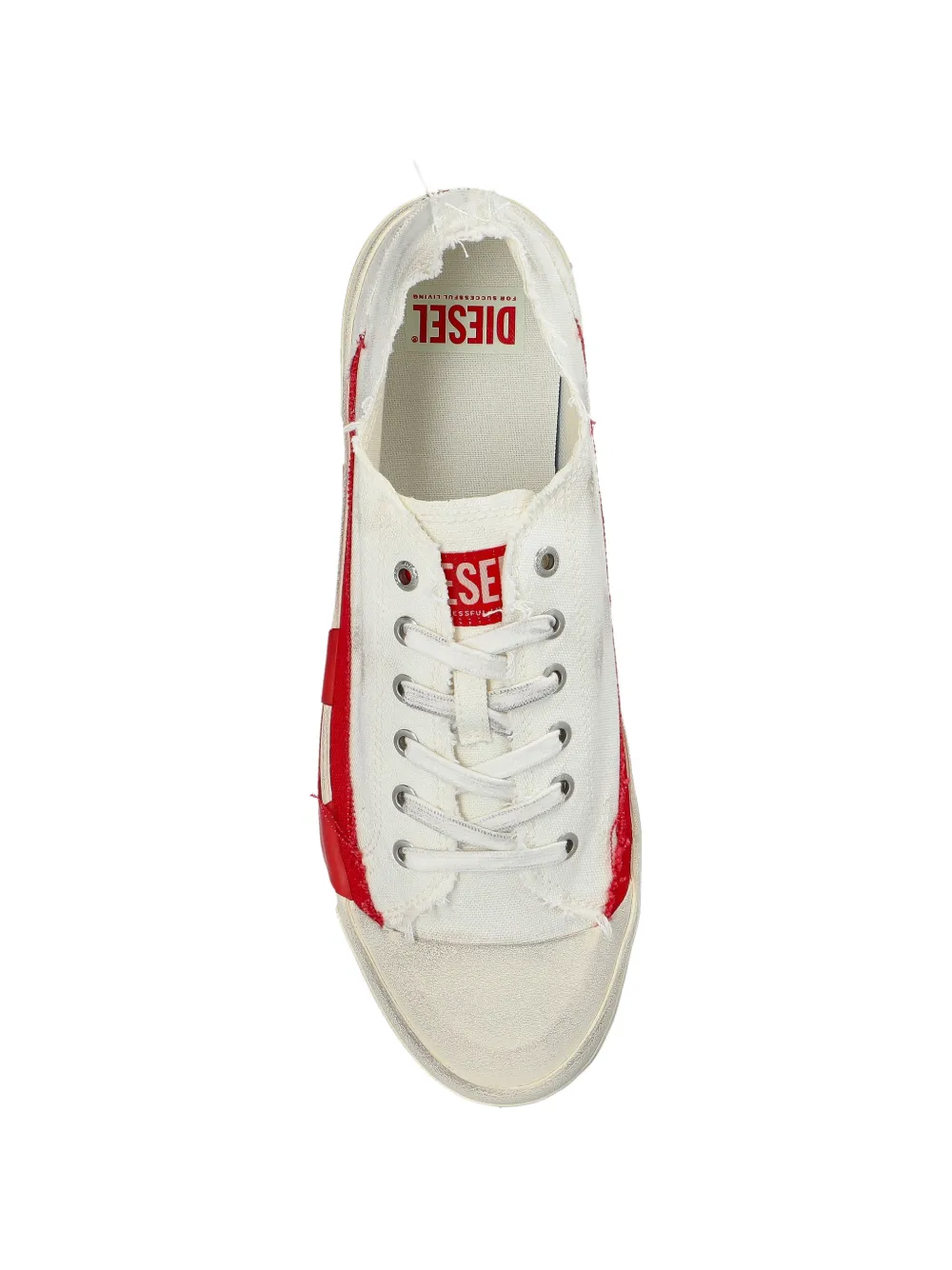 Diesel Gerafelde sneakers met streep Wit