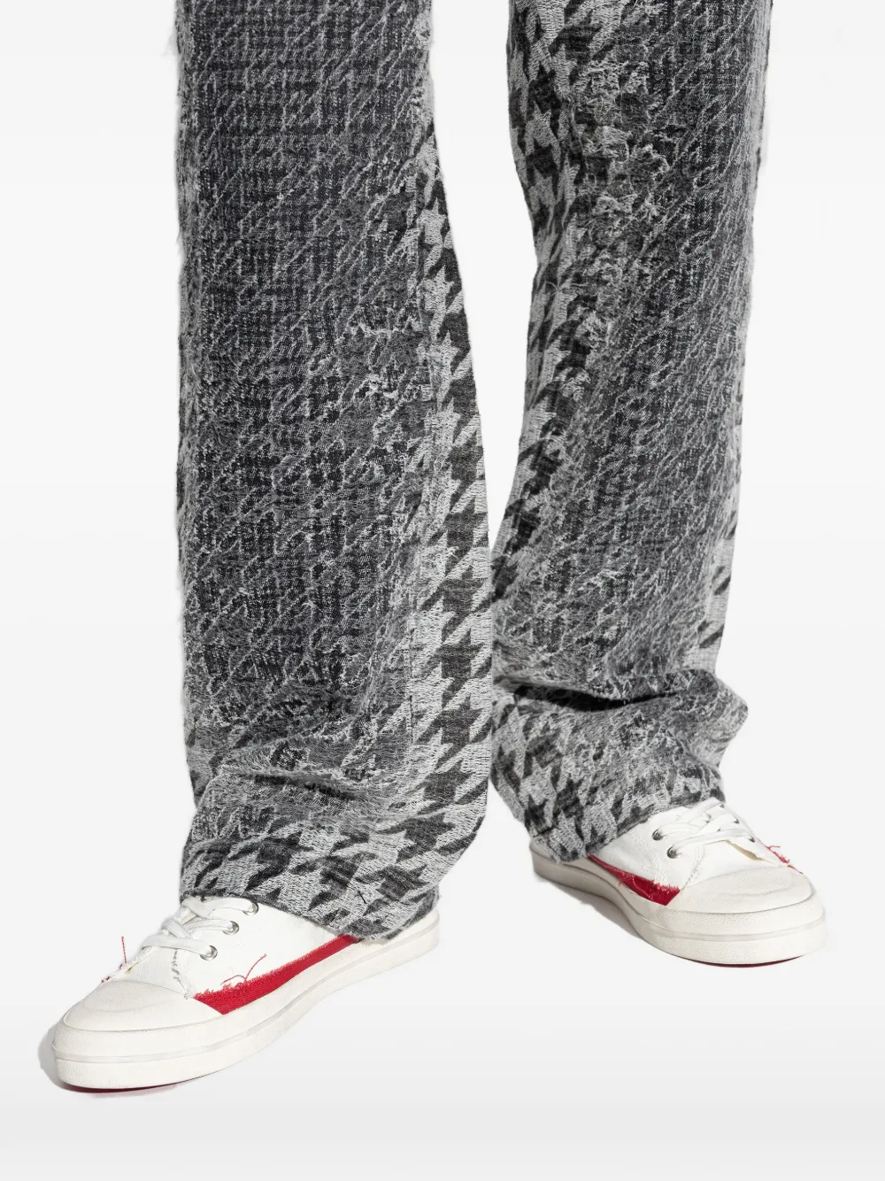 Diesel Gerafelde sneakers met streep Wit