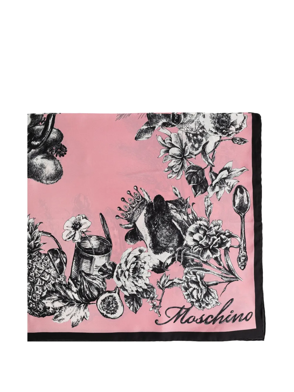 Moschino floral-print silk scarf - Rosa