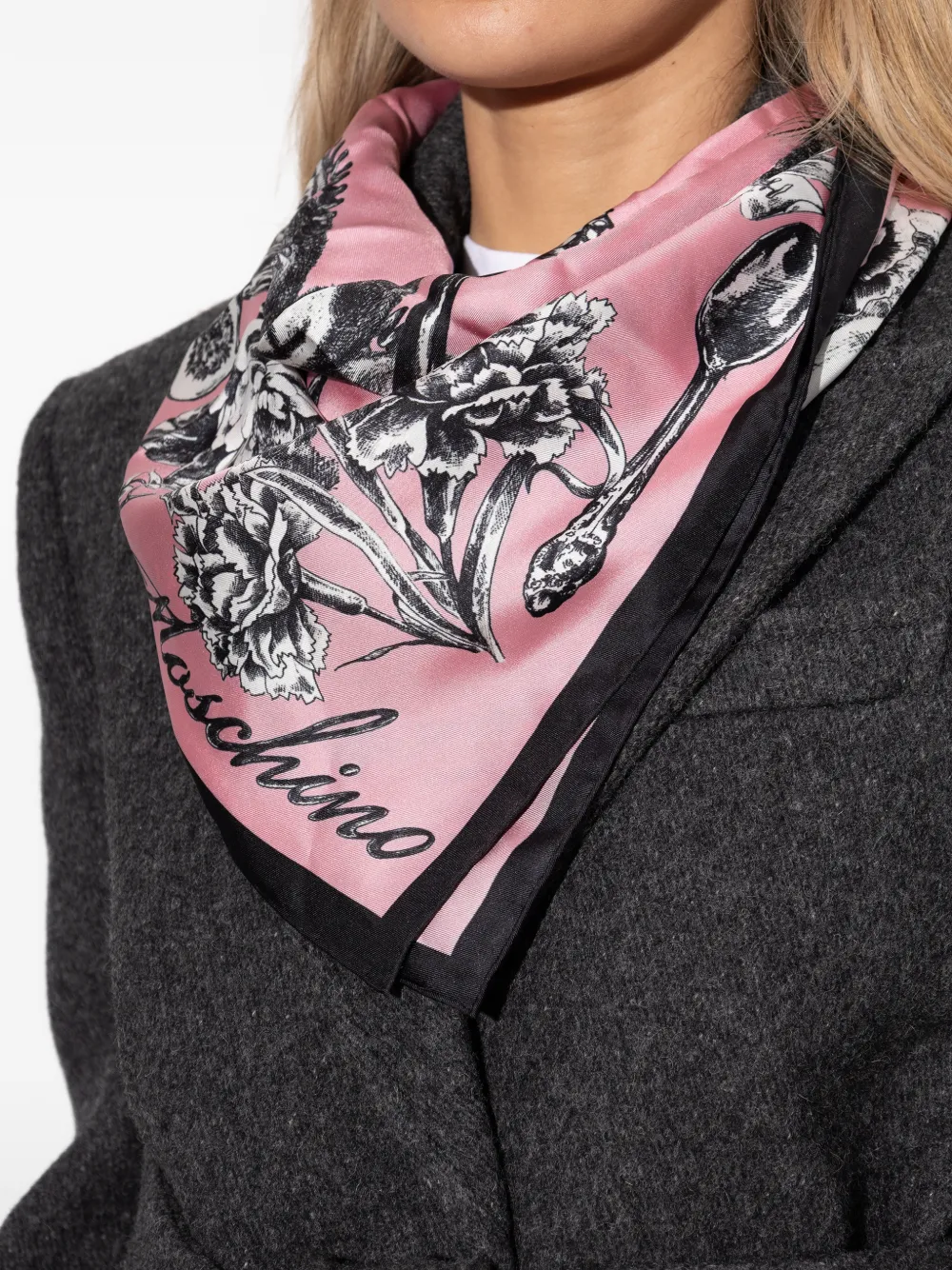 Moschino Sjaal met bloemenprint Roze