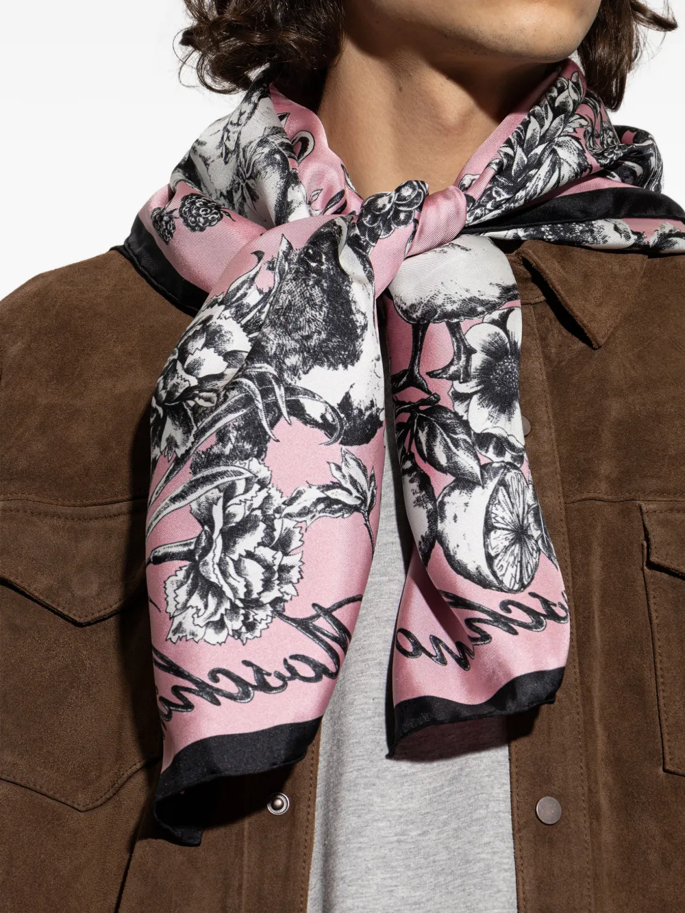 Moschino Sjaal met bloemenprint Roze