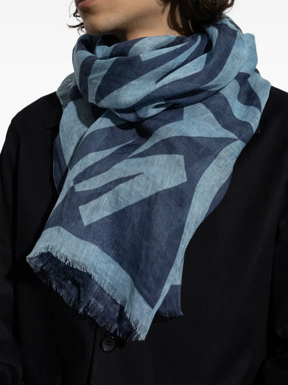 Moschino Sjaal met logoprint Blauw