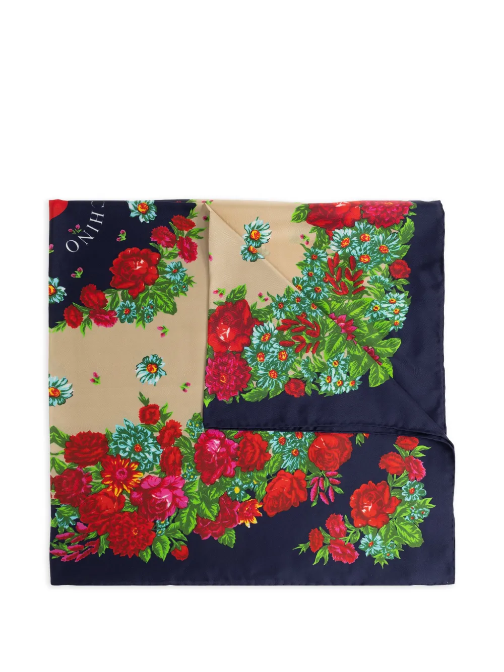 Moschino floral-print silk scarf - Blu