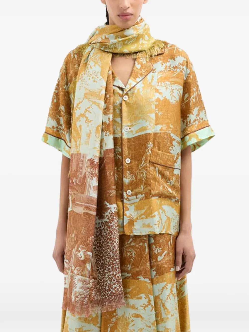 Pierre-Louis Mascia Sjaal met geometrische print Beige