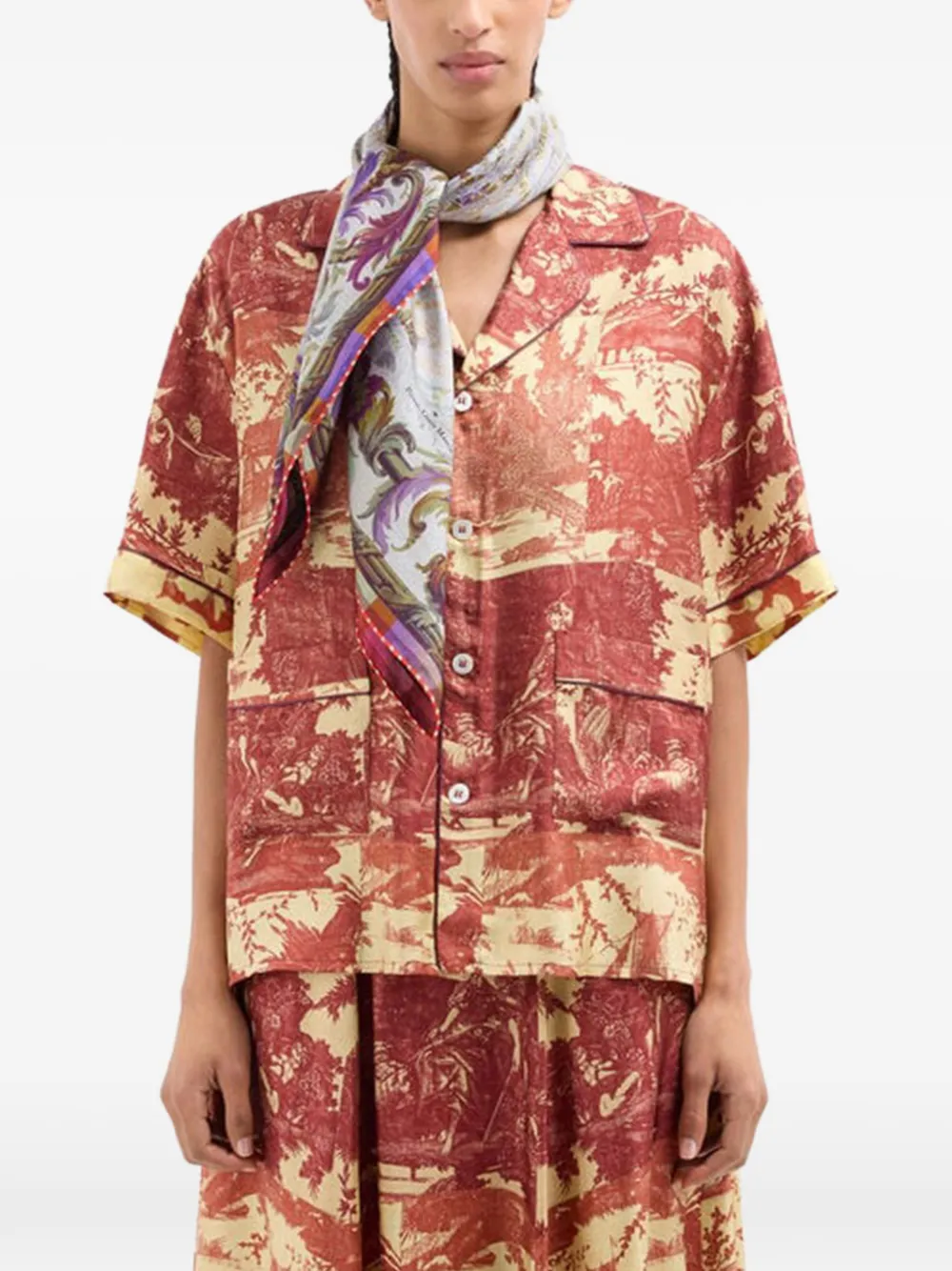 Pierre-Louis Mascia Sjaal met bloemenpatroon Beige
