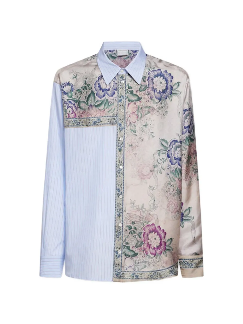 Pierre-Louis Mascia Aloe floral striped shirt - Blu