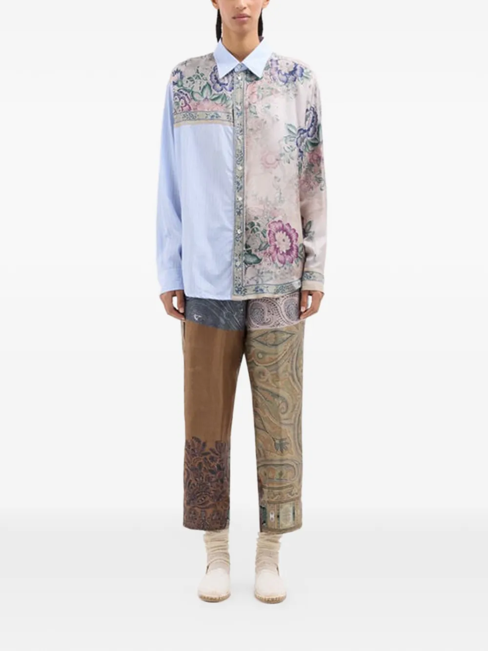 Pierre-Louis Mascia Aloes gestreepte blouse met bloemenprint Blauw