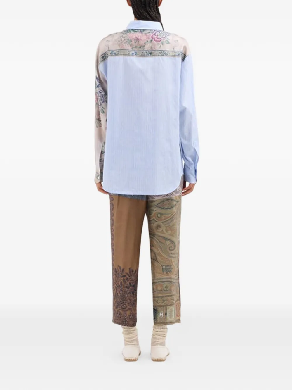 Pierre-Louis Mascia Aloes gestreepte blouse met bloemenprint Blauw