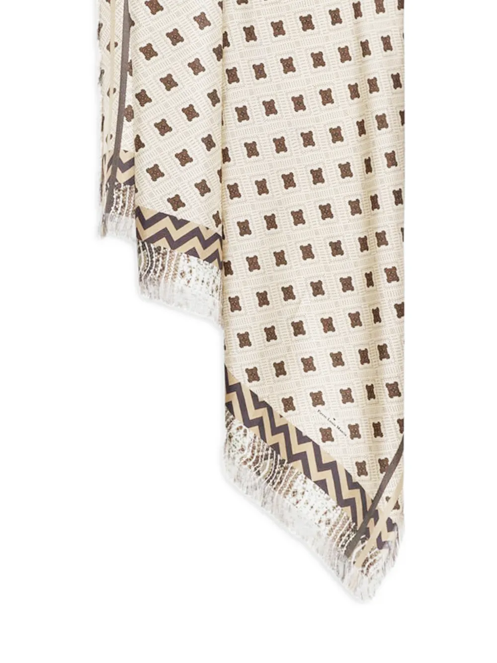  Pierre-louis Mascia Geometric-pattern Fringed Scarf - Neutrals 