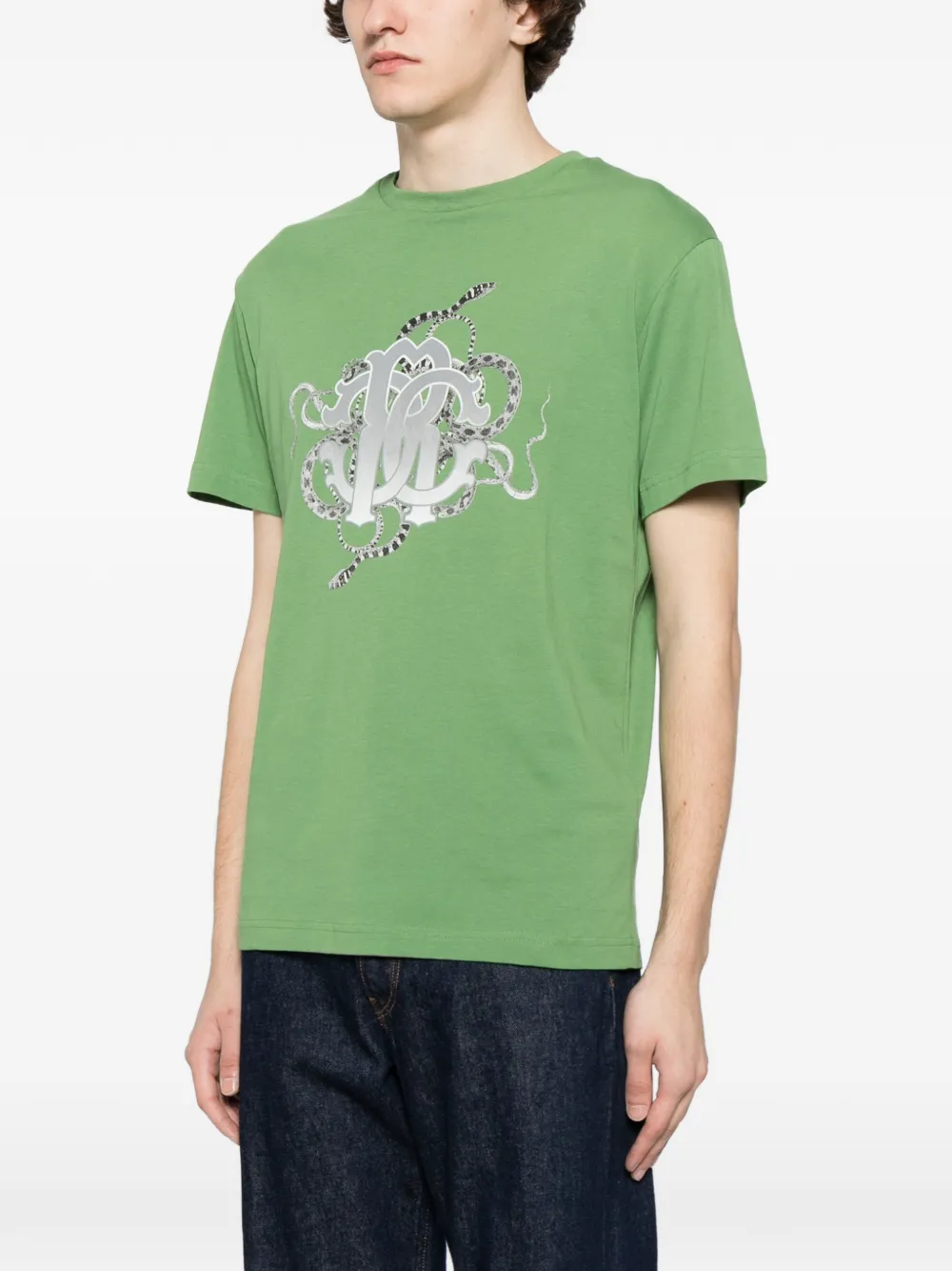 Roberto Cavalli Katoenen T-shirt met grafische print Groen