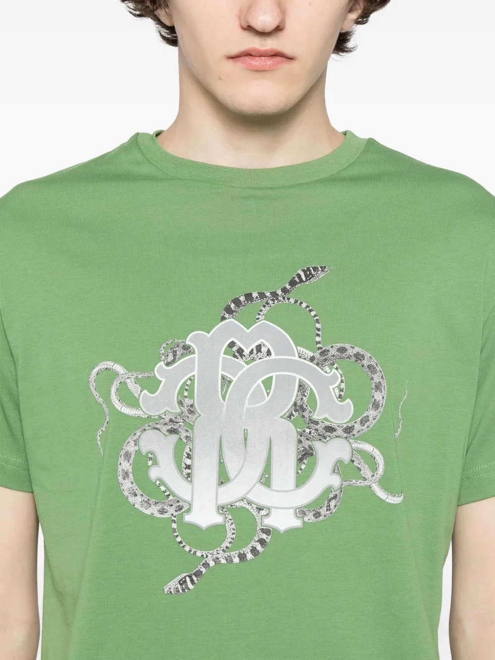 Roberto Cavalli Katoenen T-shirt met grafische print Groen