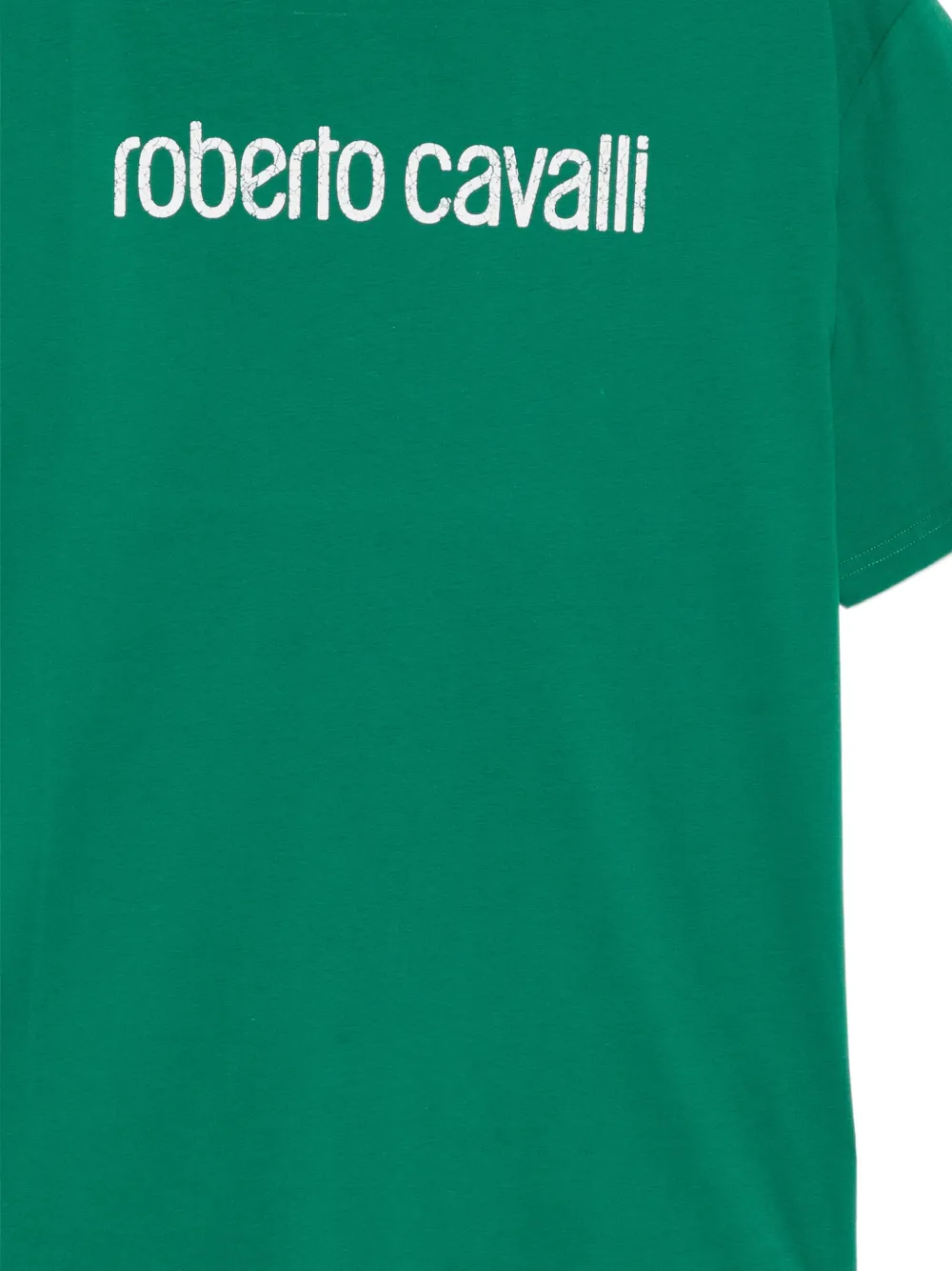 Roberto Cavalli Katoenen T-shirt met logoprint Groen