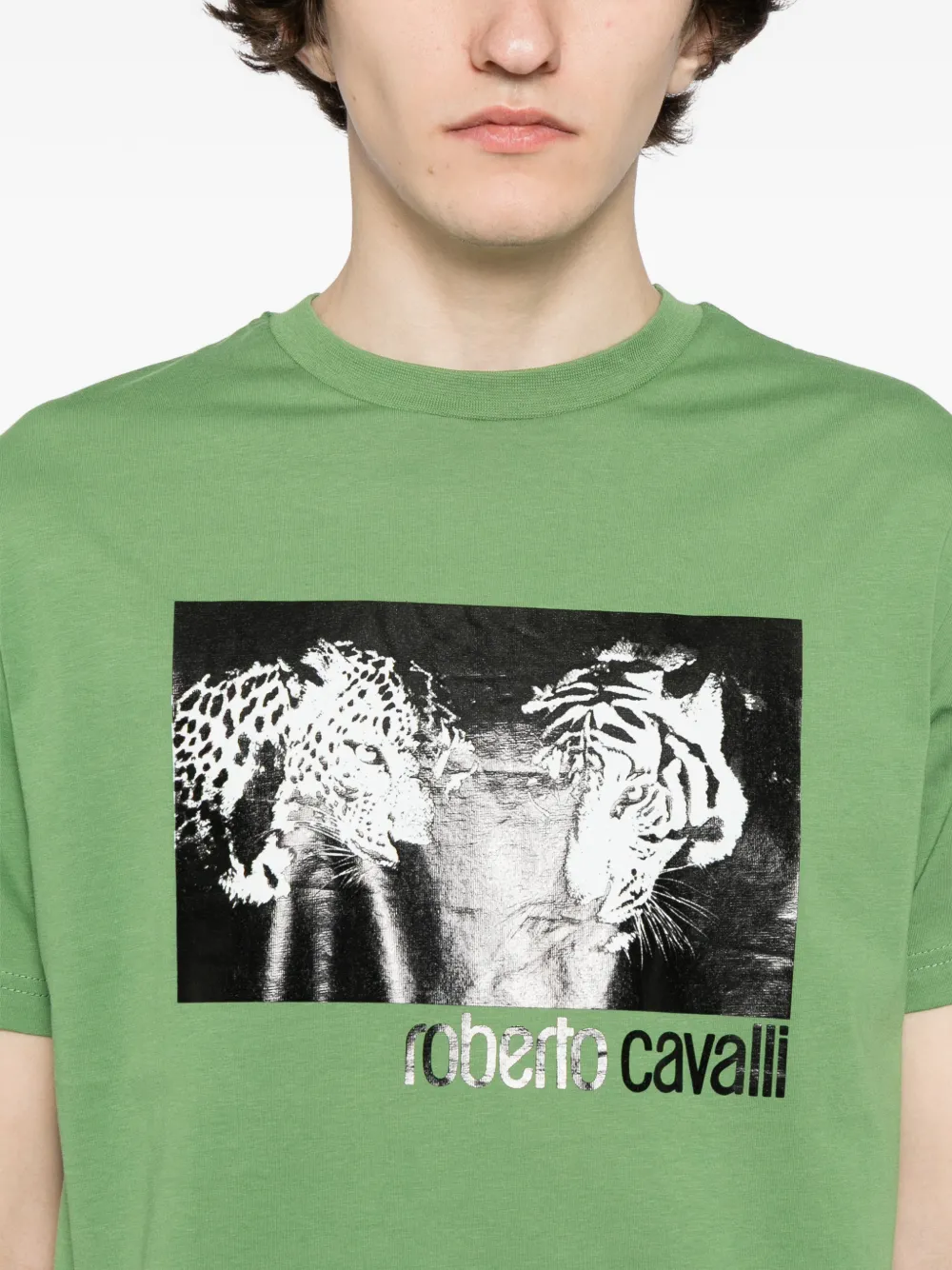 Roberto Cavalli Katoenen T-shirt met grafische print Groen