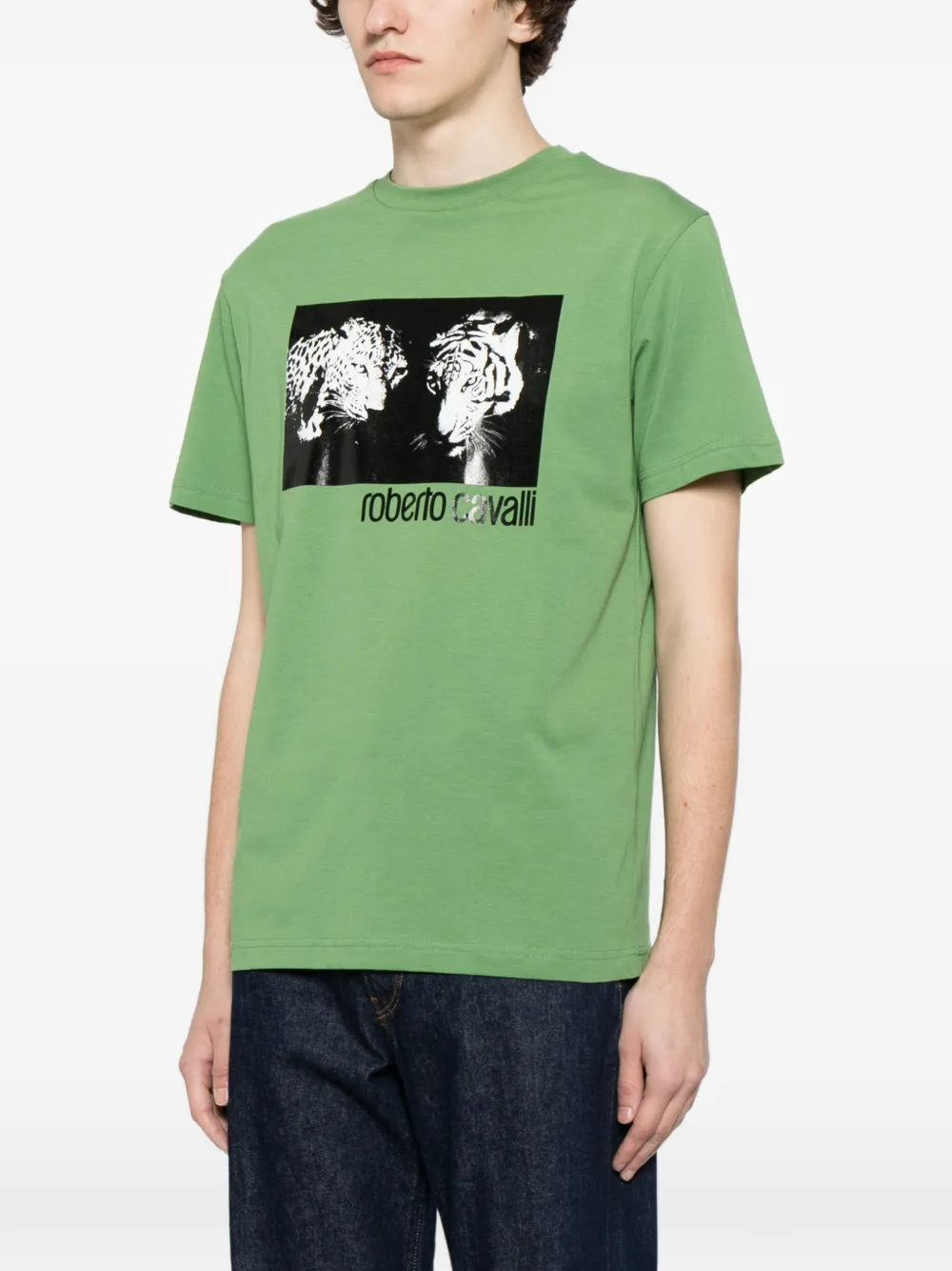 Roberto Cavalli Katoenen T-shirt met grafische print Groen