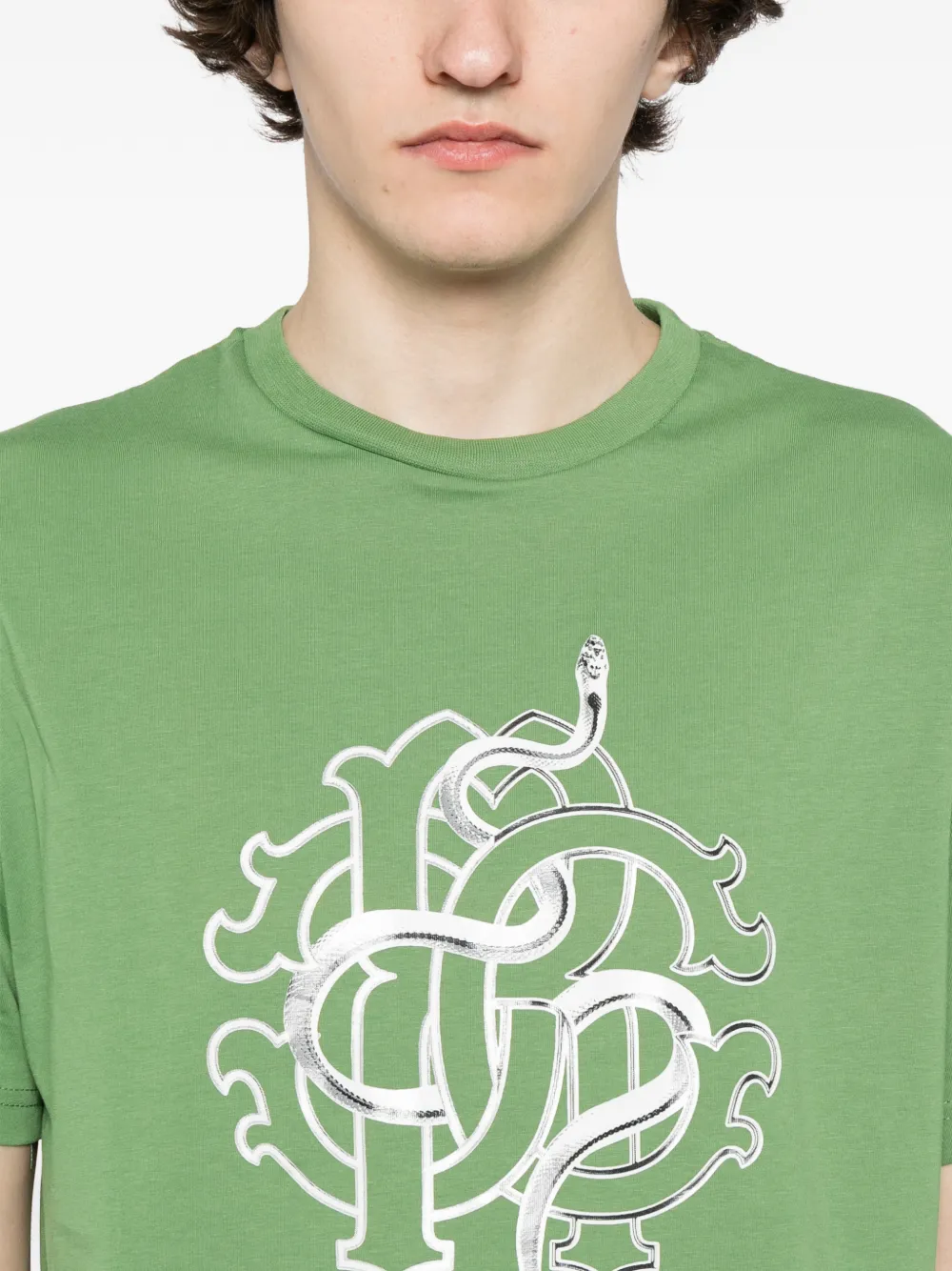 Roberto Cavalli Katoenen T-shirt met grafische print Groen