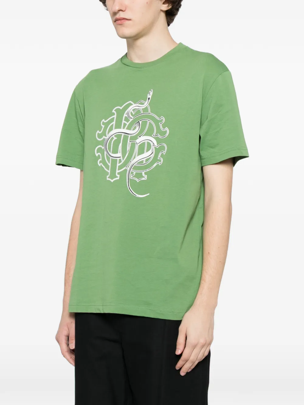 Roberto Cavalli Katoenen T-shirt met grafische print Groen