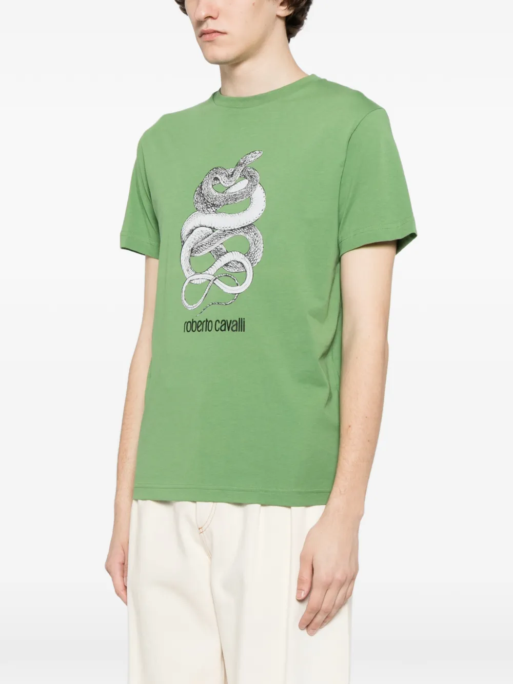 Roberto Cavalli Katoenen T-shirt met grafische print Groen