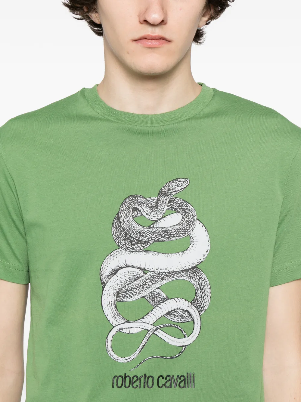 Roberto Cavalli Katoenen T-shirt met grafische print Groen