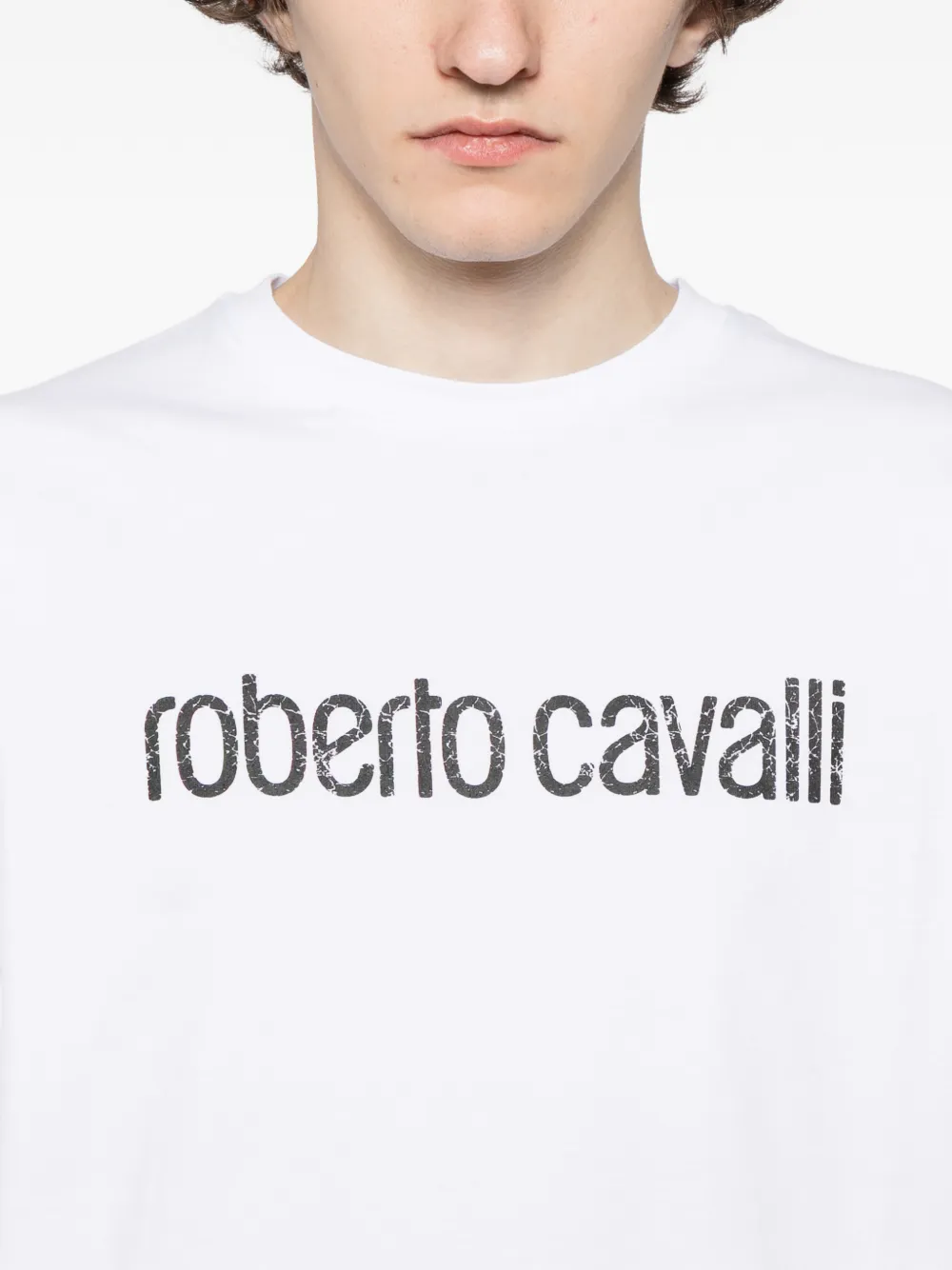Roberto Cavalli Katoenen T-shirt met logoprint Wit