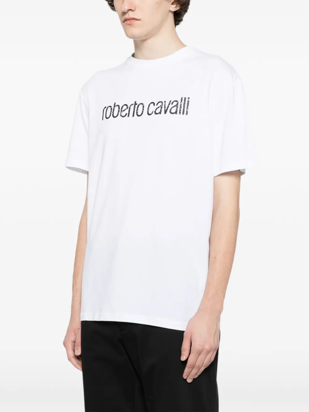 Roberto Cavalli Katoenen T-shirt met logoprint Wit