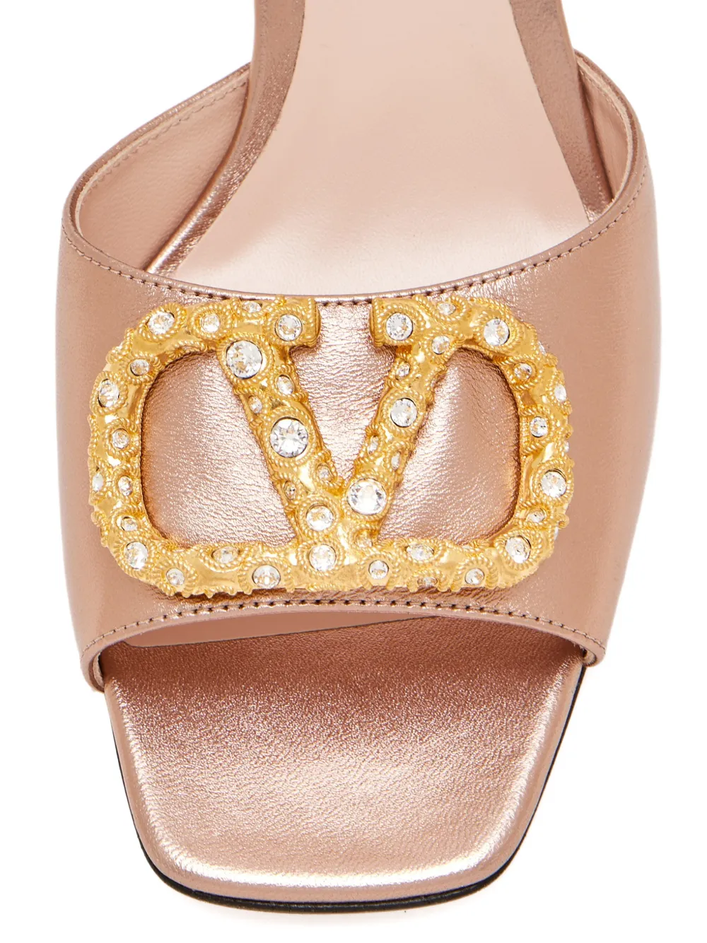 Valentino Garavani Sandalen met kristallen logo en hak Roze