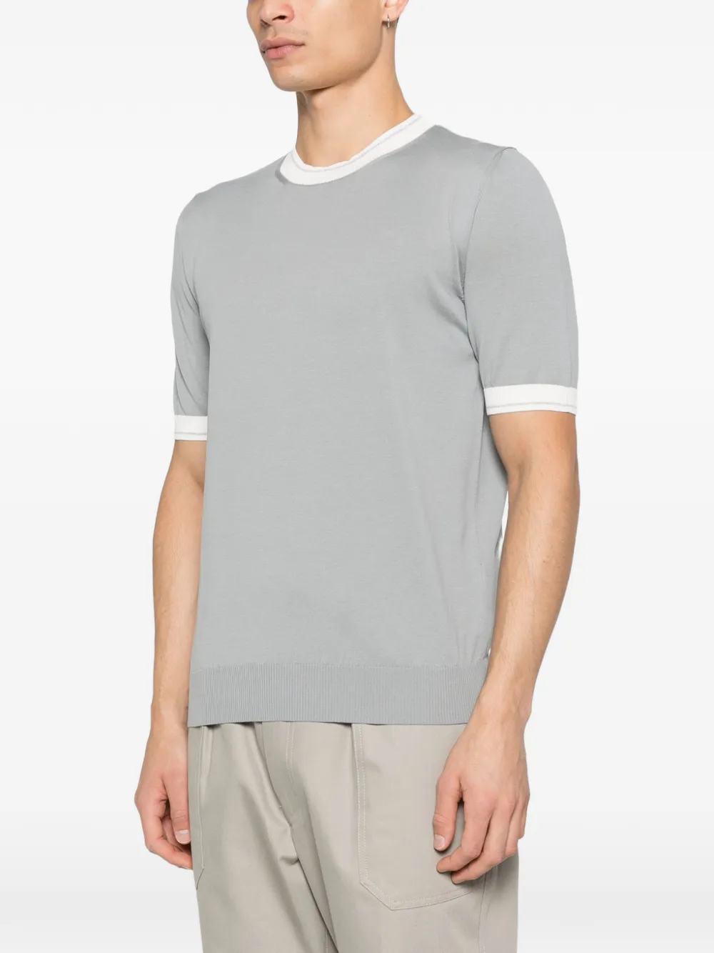Eleventy T-shirt met contrasterende afwerking Blauw