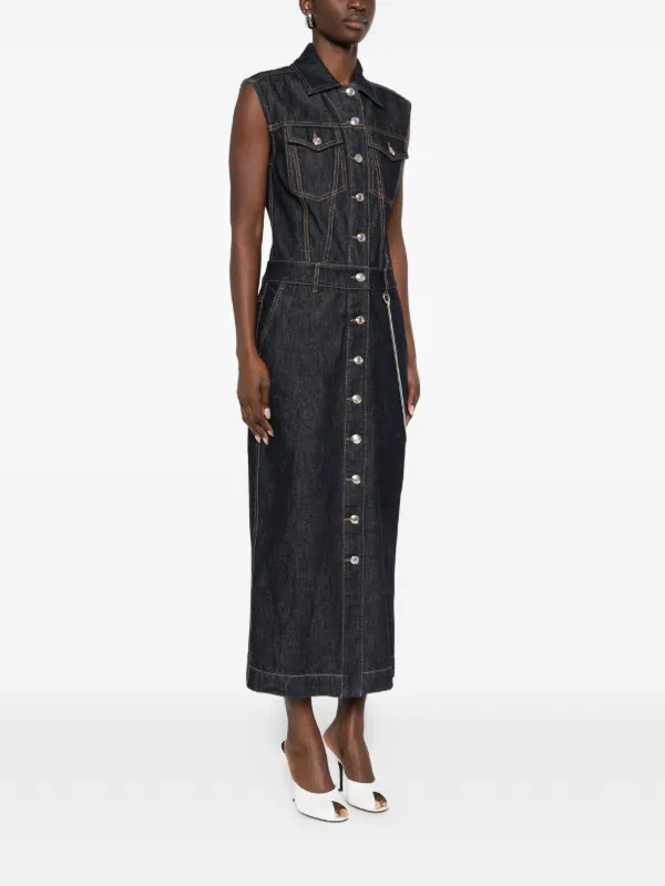 sportmax denim dress Sportmax Midi Shirt Dress With Button Closure And Pockets