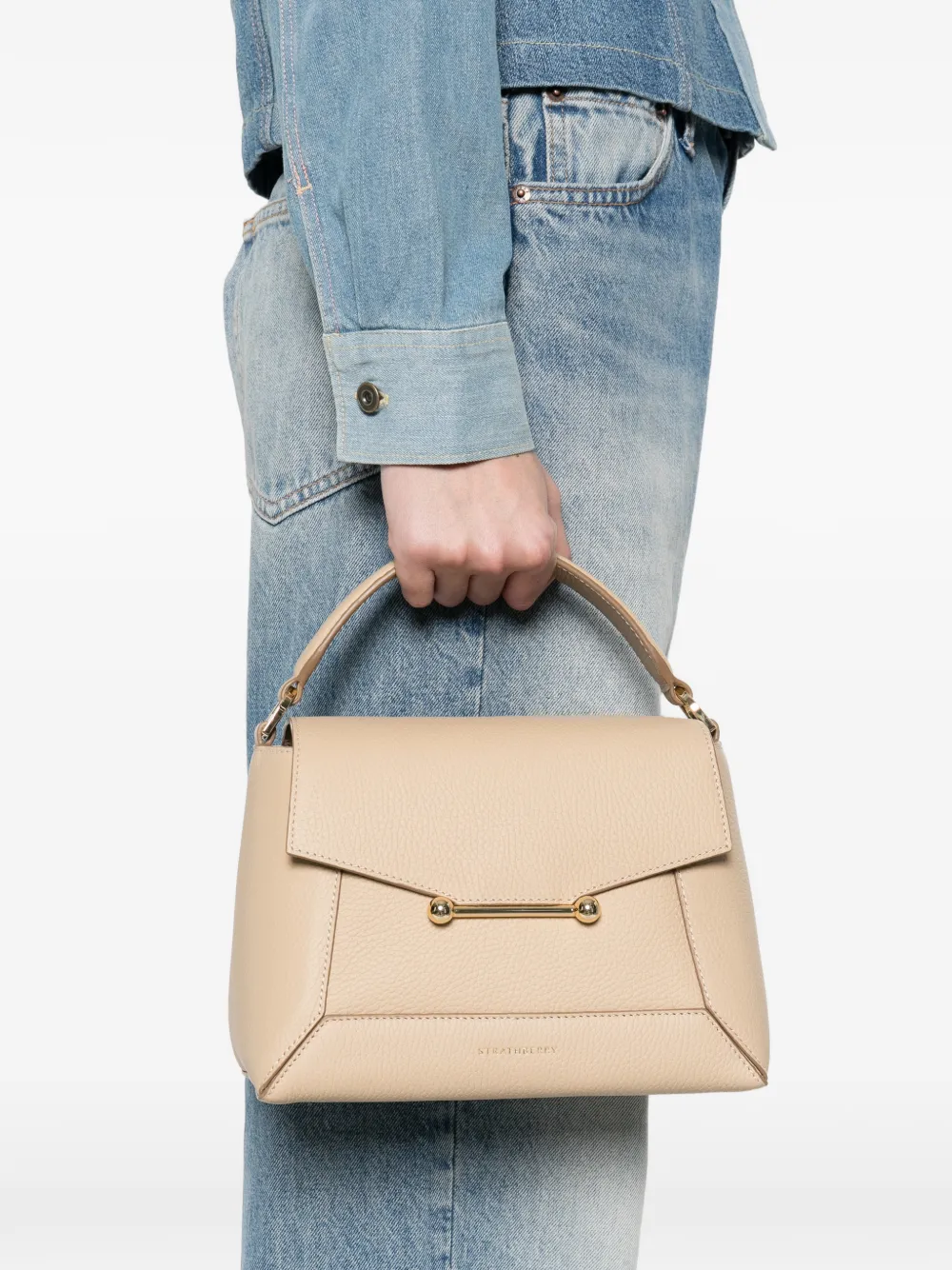 Strathberry Mosaic shopper met logoprint Beige
