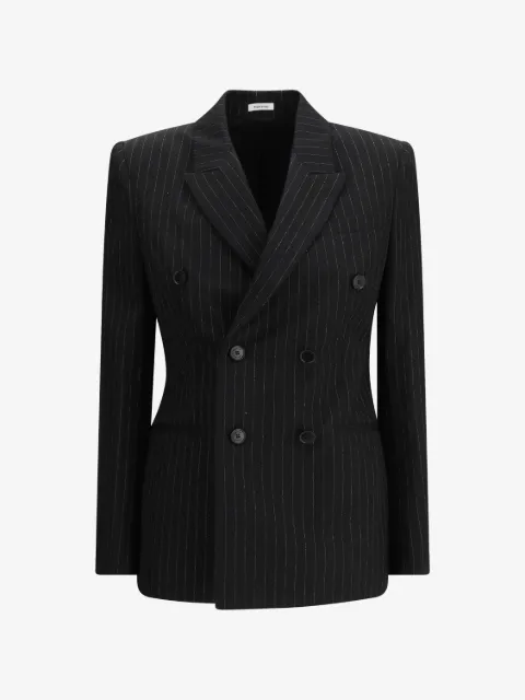 Alexander McQueen blazer a rayas diplomáticas y doble botonadura