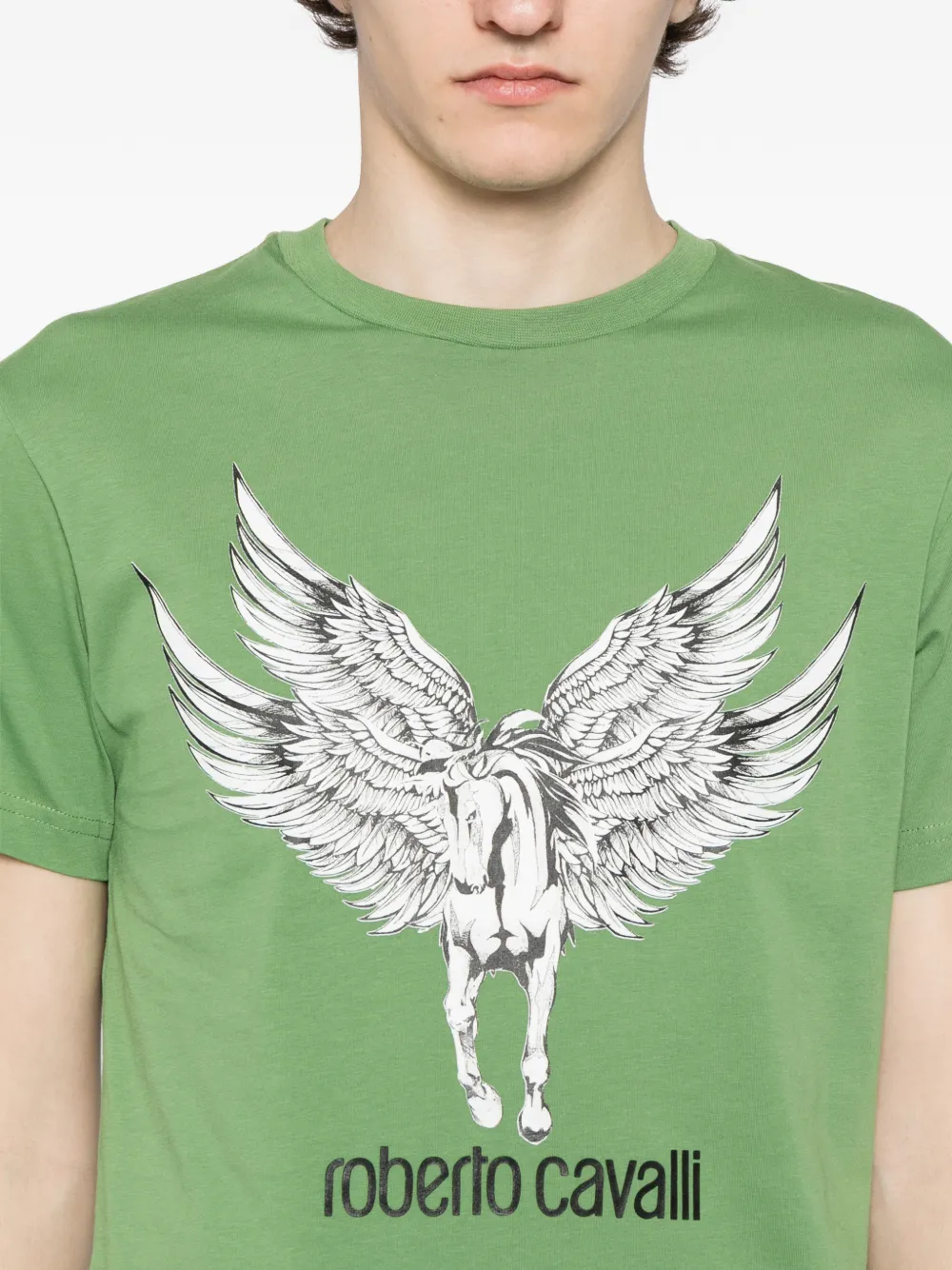 Roberto Cavalli Katoenen T-shirt met grafische print Groen