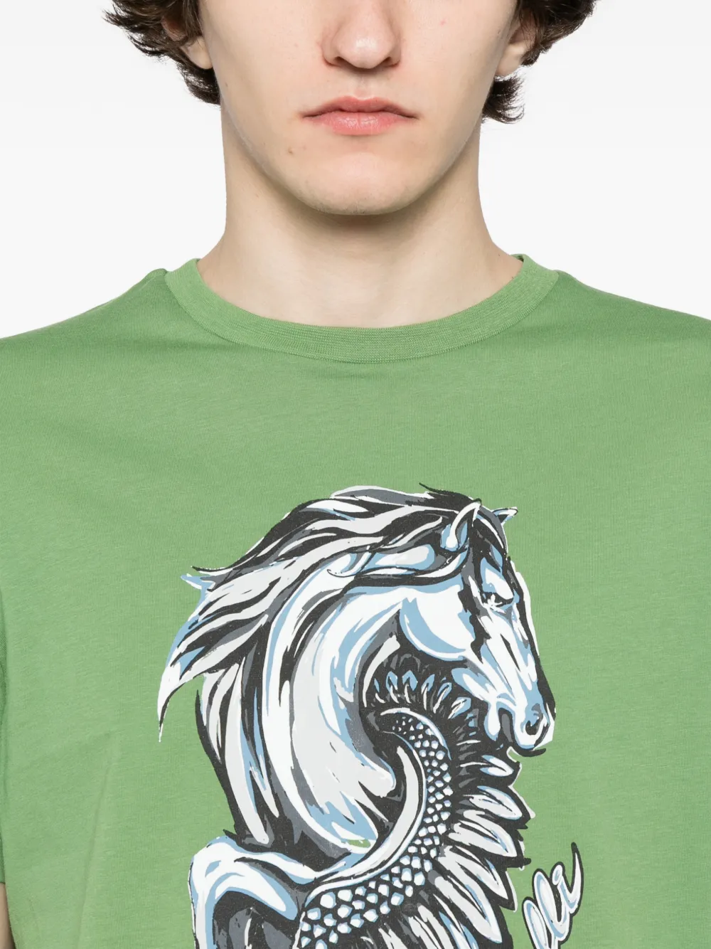 Roberto Cavalli Katoenen T-shirt met grafische print Groen