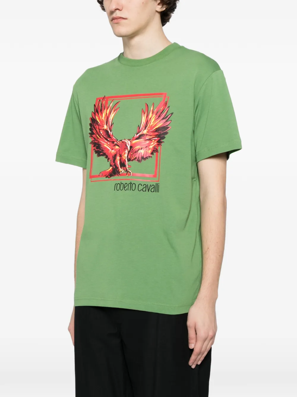 Roberto Cavalli Katoenen T-shirt met grafische print Groen