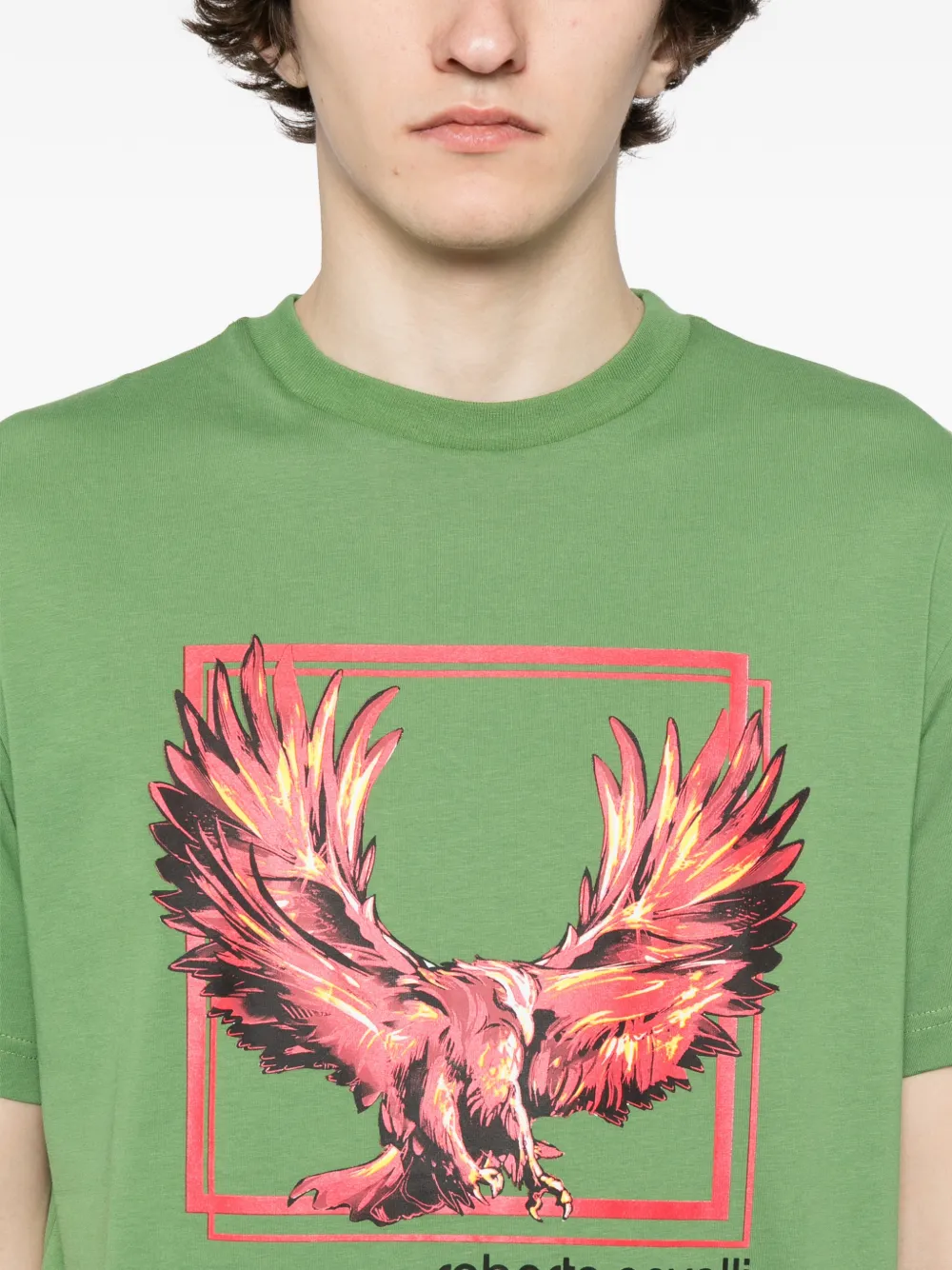 Roberto Cavalli Katoenen T-shirt met grafische print Groen