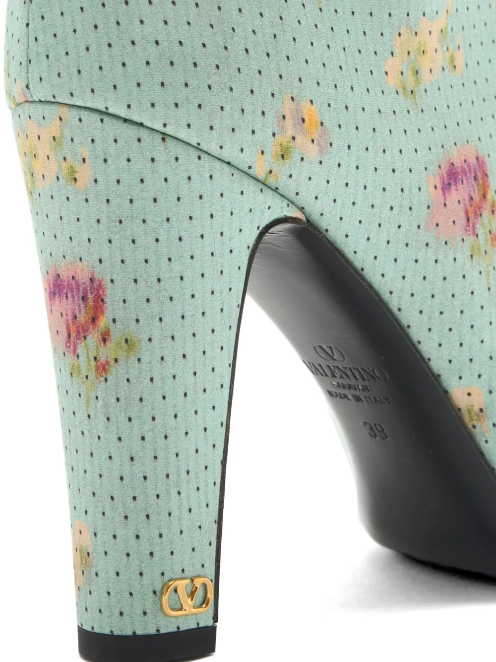 Valentino Garavani Hotty laarzen met bloemenprint en veren afwerking Blauw