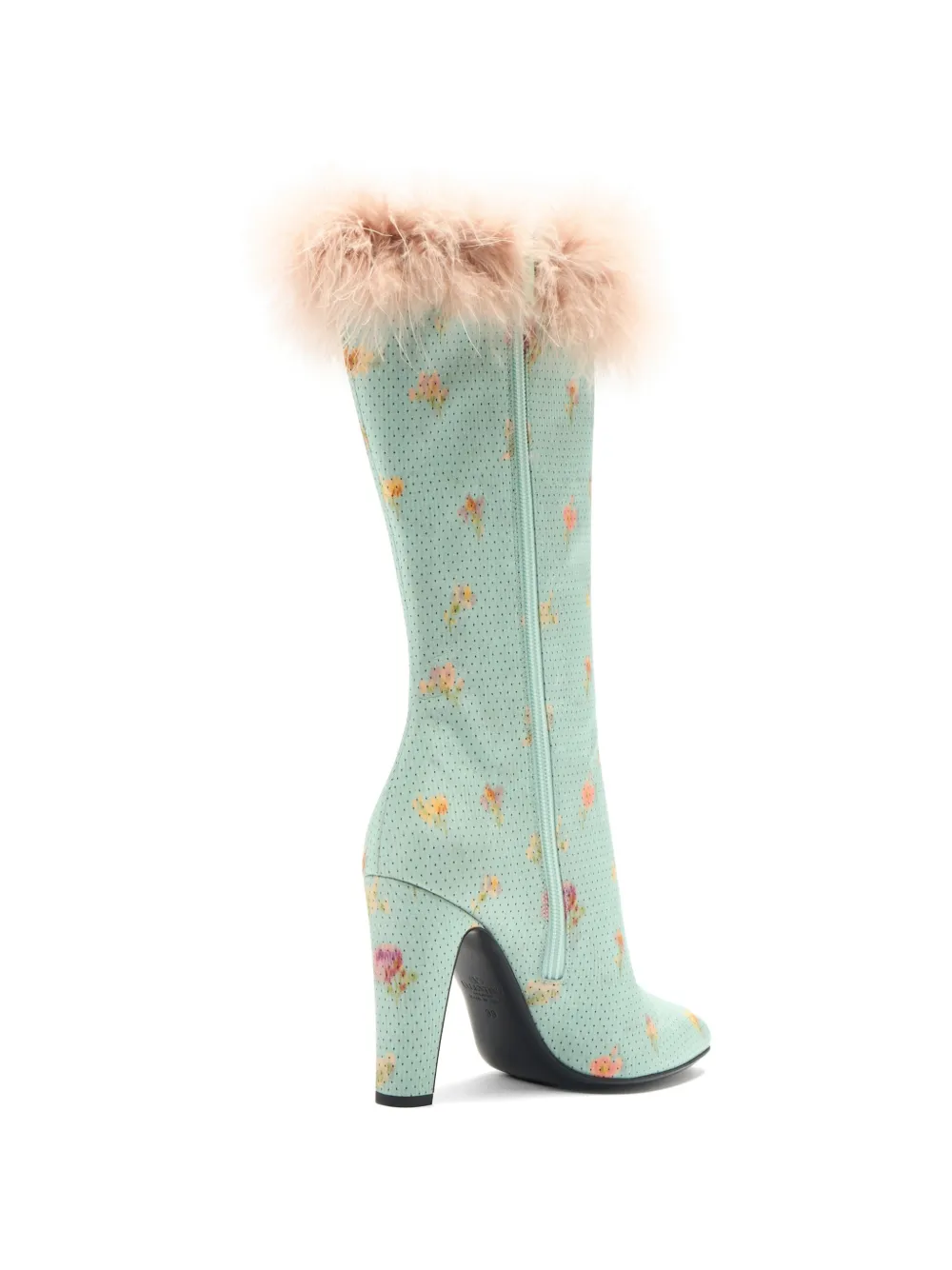 Valentino Garavani Hotty laarzen met bloemenprint en veren afwerking Blauw