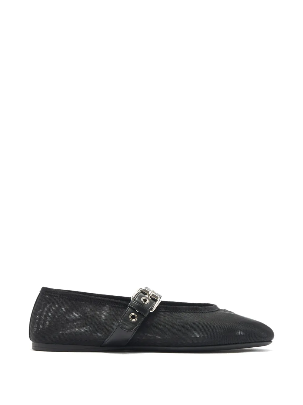 Miu Miu buckle-strap mesh ballet flats - Black