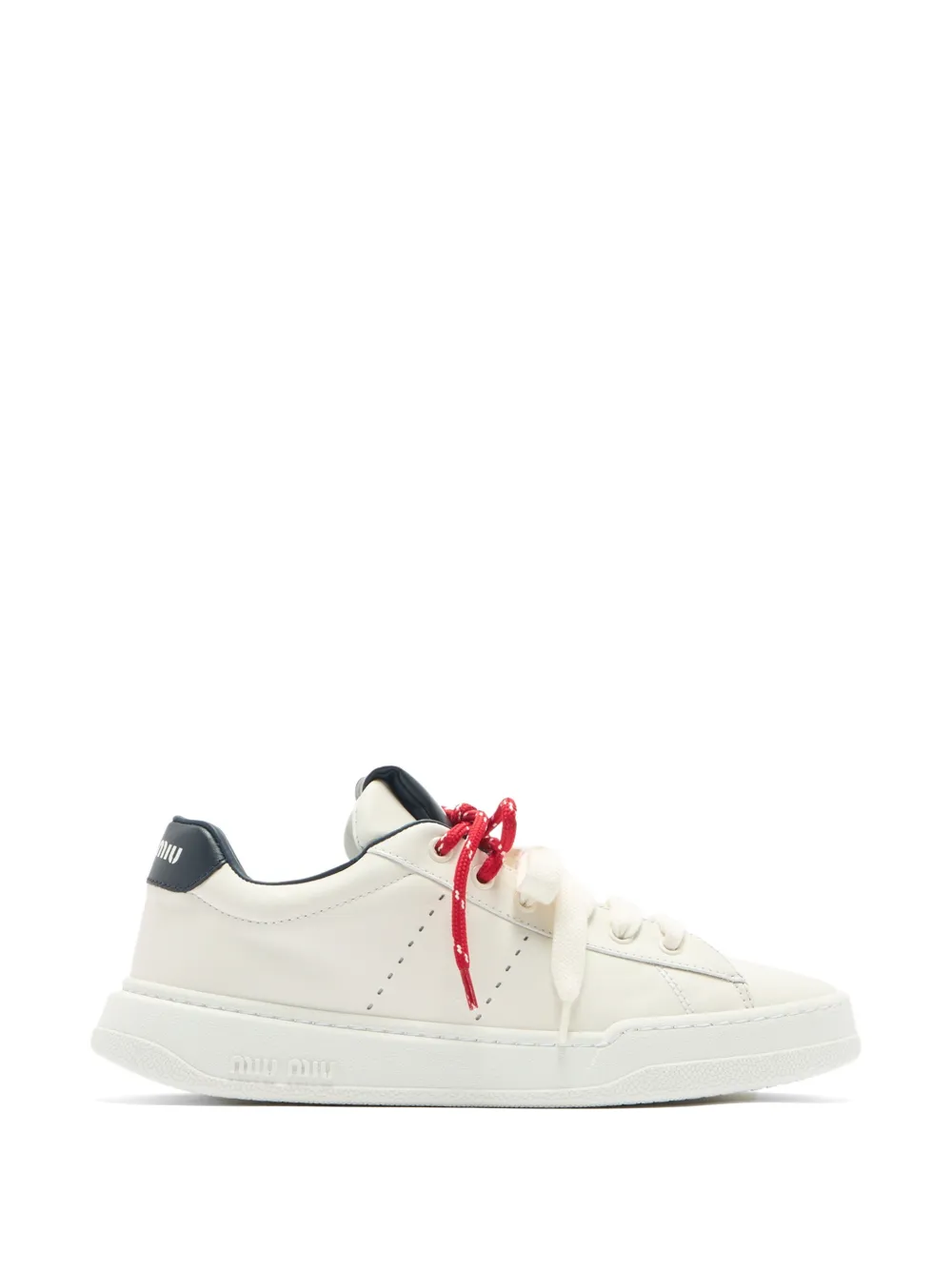 Miu Miu logo-print leather sneakers - Neutrals
