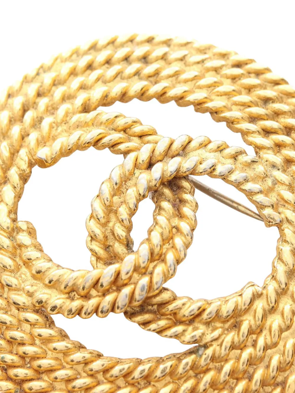 1980-1990 Gold Plated Cc Rope Brooch Costume Brooch