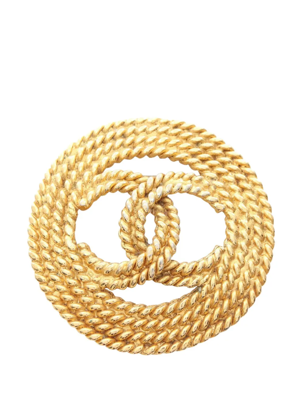 CHANEL Pre-Owned 1980-1990 Gold Plated CC Rope Brooch costume brooch - Oro
