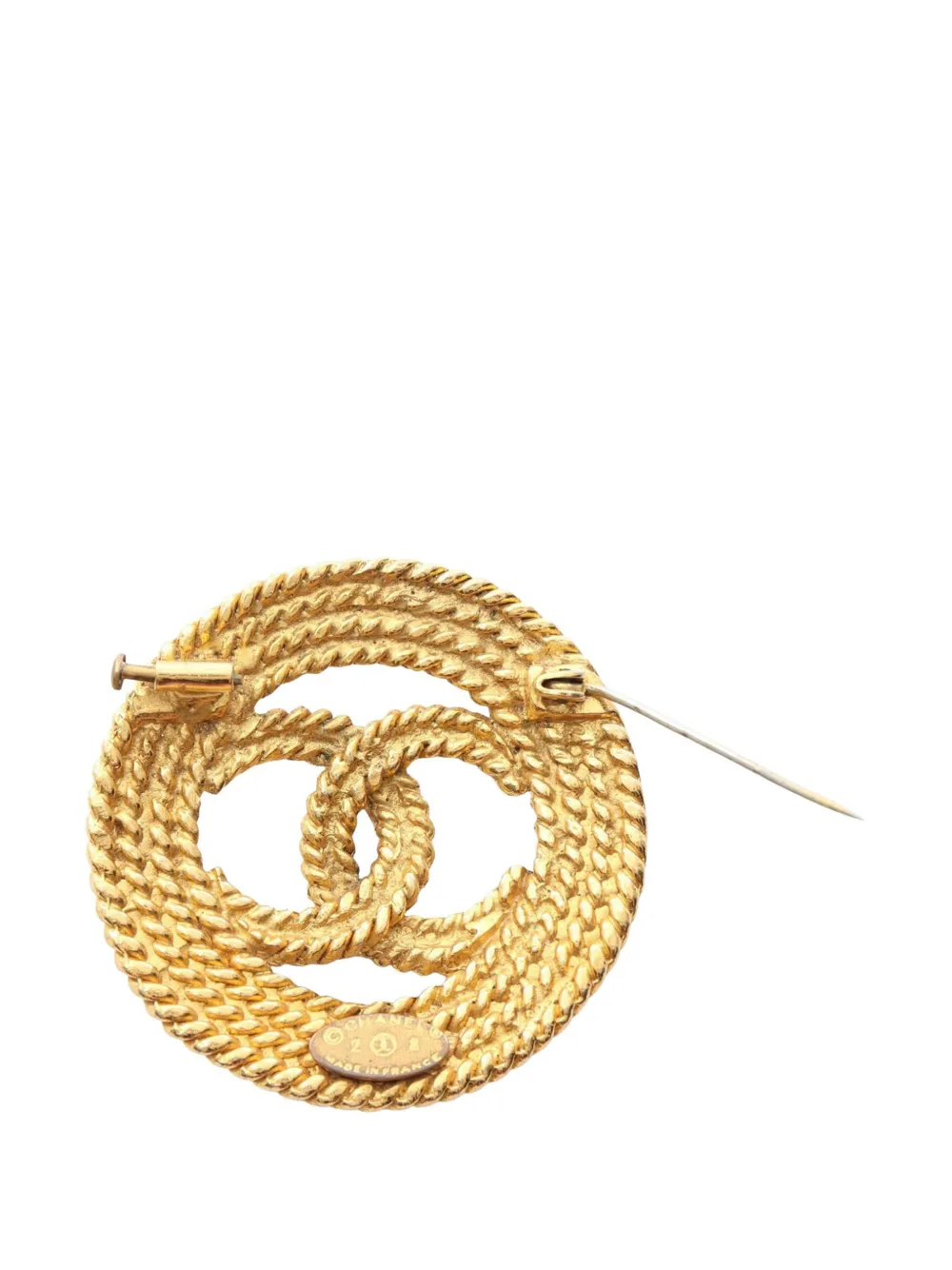 1980-1990 Gold Plated Cc Rope Brooch Costume Brooch