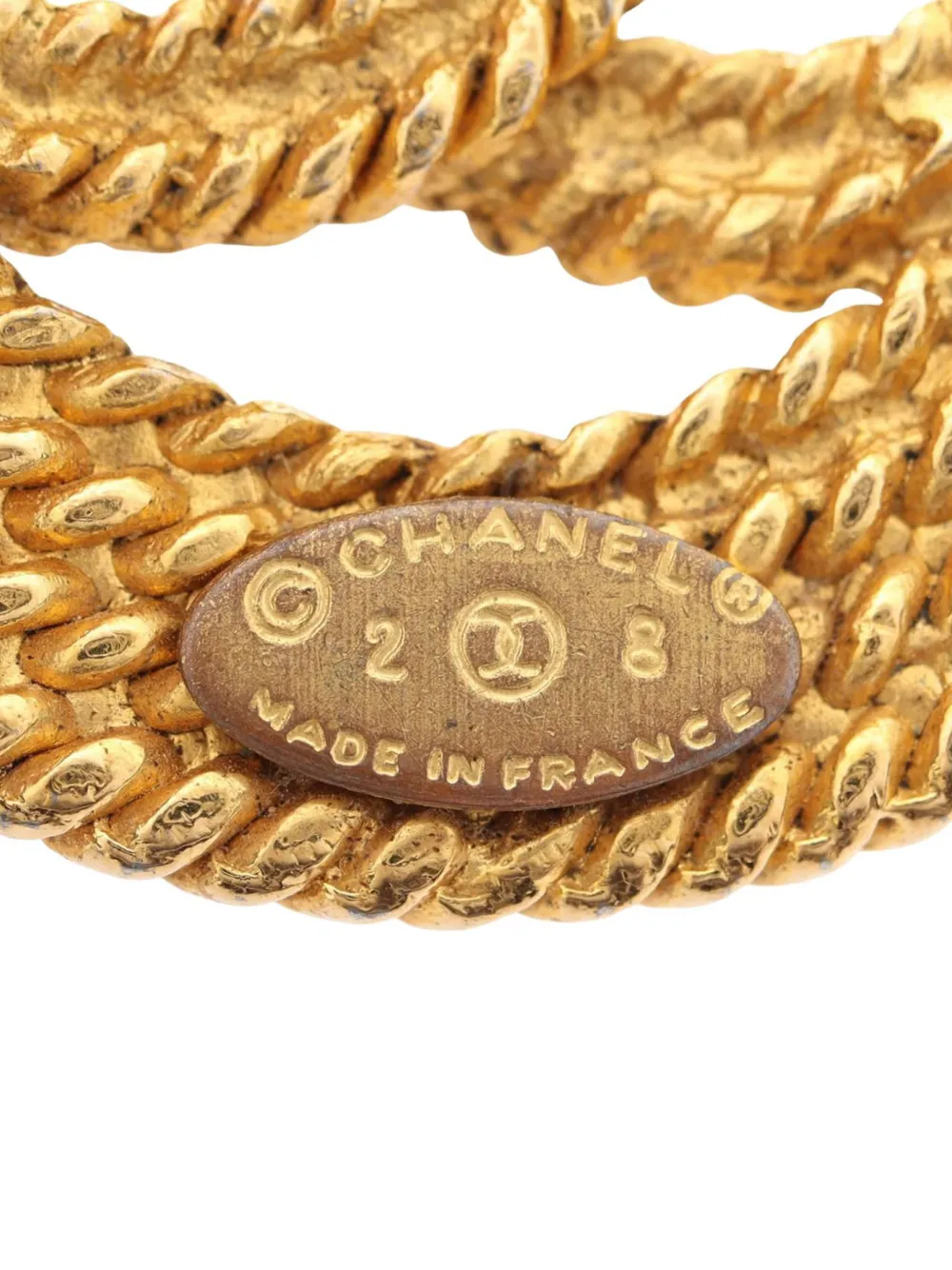 1980-1990 Gold Plated Cc Rope Brooch Costume Brooch