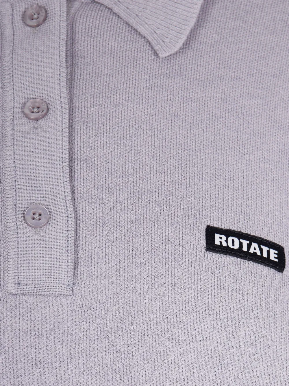  Rotate Birger Christensen Slinky Knit Buttoned Polo Top - Grey 