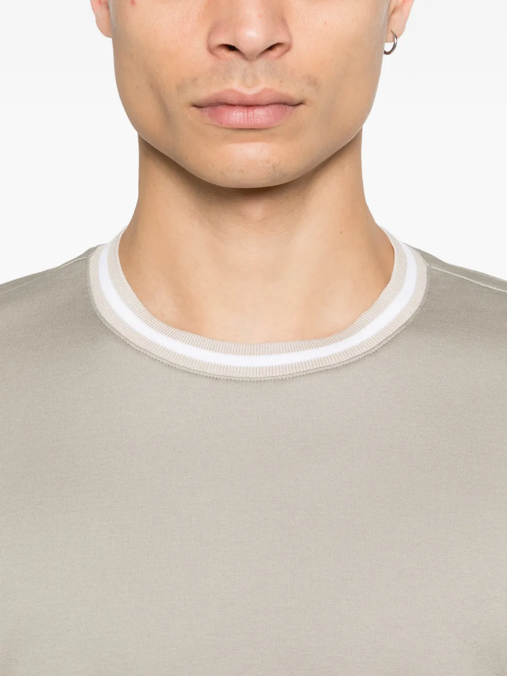 Eleventy T-shirt met geribbelde afwerking Groen