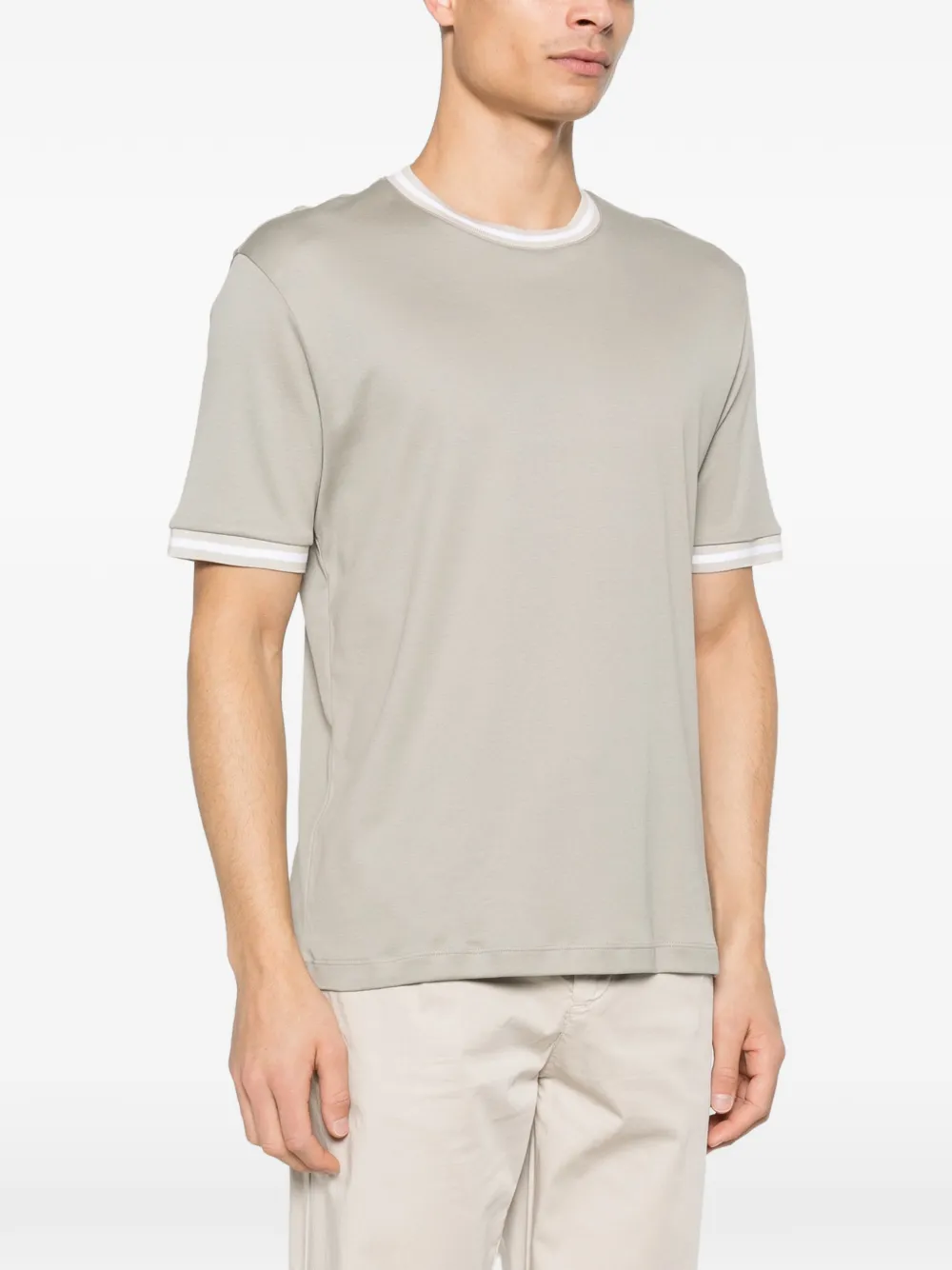 Eleventy T-shirt met geribbelde afwerking Groen